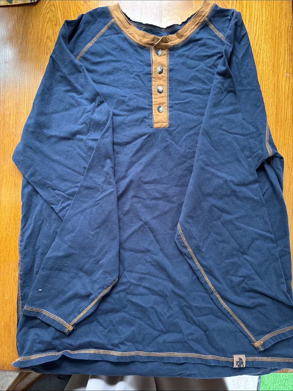 Legendary Whitetails Navy Long-Sleeve Henley with Brown Trim